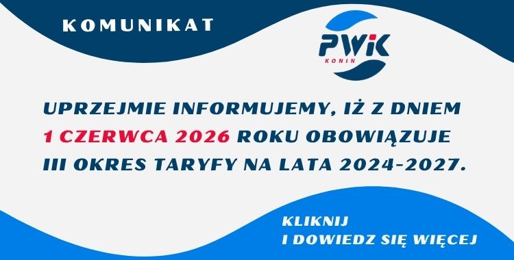 Grafika do newsa: Zmiana taryfy, cen i opłat od 01.06.26 r.